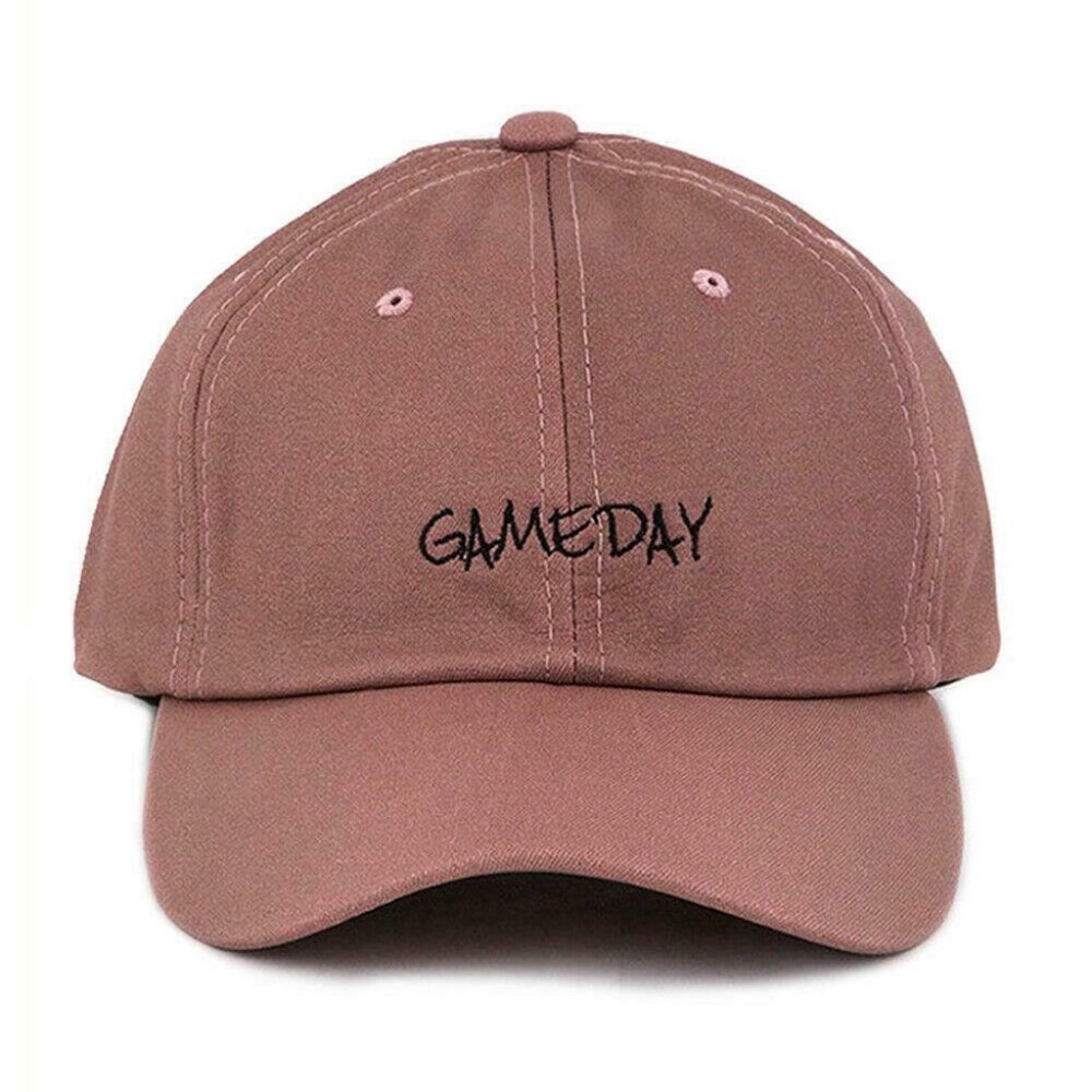 Premium Baseball Cap 100% Polyester Back Strap GAMEDAY Embroidery Ball Cap Pink